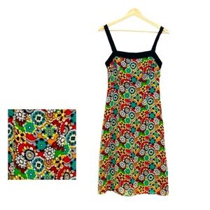 Vintage Tessuto Dopamine Flower Power Slip Dress Size Medium Groovy Retro Artsy